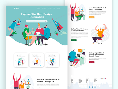 Design Studio Landing Page agency branding design development illustration illustration art illustrations illustrator interaction design interface landingpage portfolio typography ui ui design ux