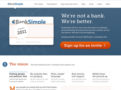 BankSimple canvas css3 fixed guilloche homepage