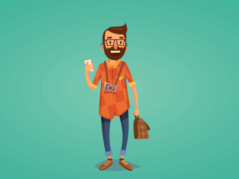 Fancy guy with a phone animation character animation flat icon illustration vector