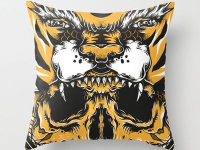 Tiger/Skull pillow illustration skull tiger