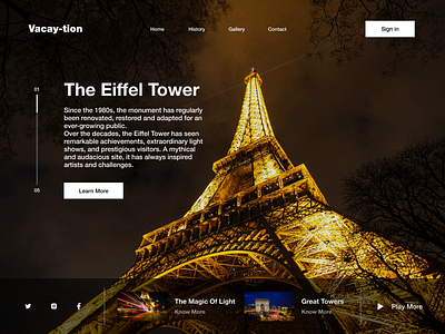 Eiffel Tower art design flat typography ui ux web website