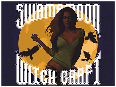 Swamp Moon Witchcraft custom type girl character grim halloween illustration lettering vector witchcraft