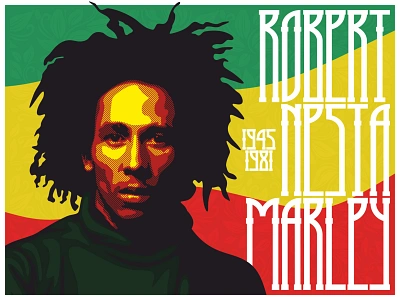 Robert Nesta "Bob" Marley bob marley custom type illustration jamaica lettering music rasta reggae vector