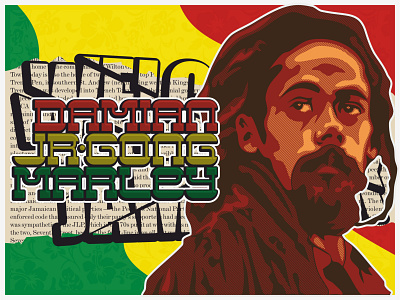 Damian ''Junior Gong'' Marley custom type damian marley jamaica lettering music raggamuffin vector illustration
