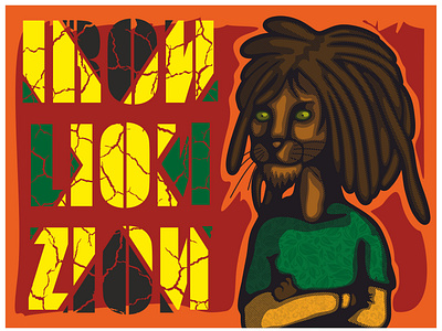 Iron Lion Zion custom type dreadlocks jamaica lettering lion of judah vector illustration