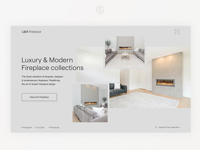 First screen for L&M Fireplace collection create dailyui design fireplace landing luxury minimalism modern page theart typography ui ui design ukraine ux ux design web