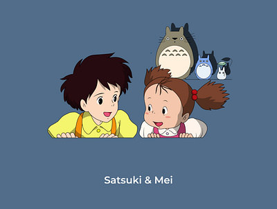 Satsuki&Mei ( Totoro ) anime design designs graphic graphic design illustration illustrator mei satsuki sketch totoro