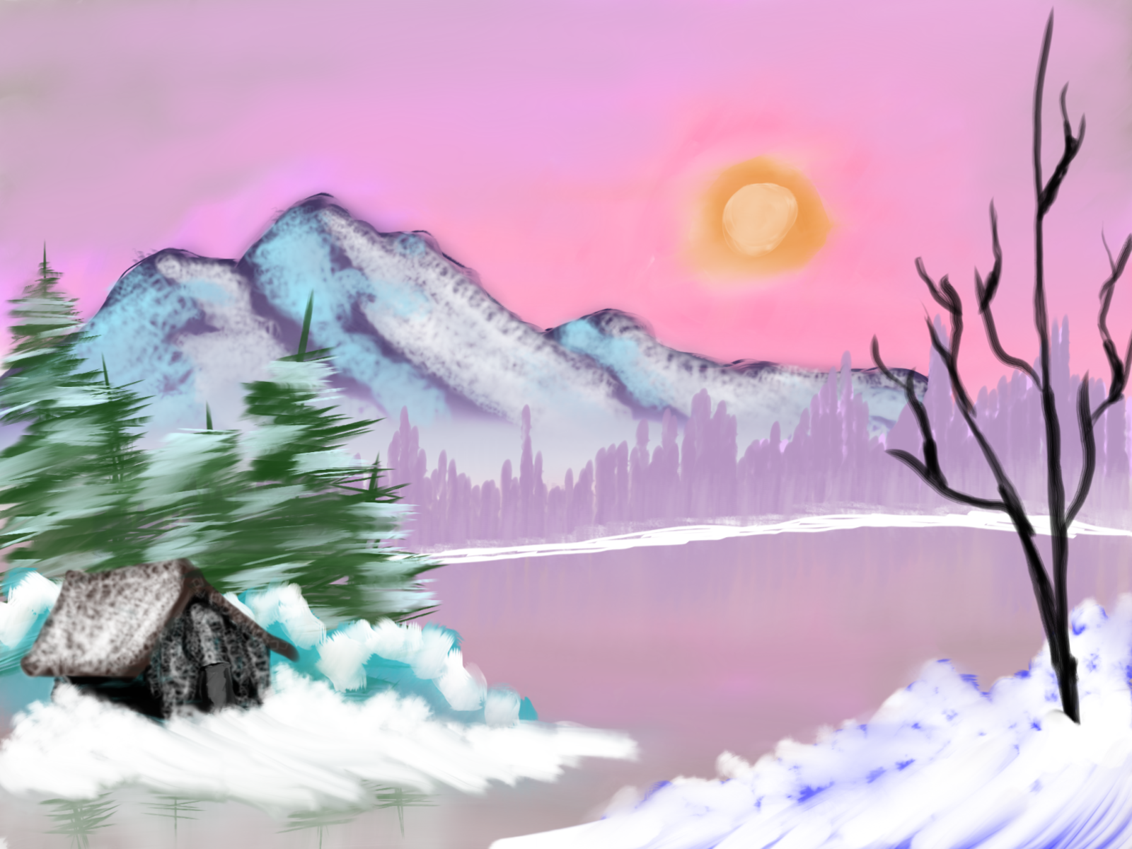 bob ross winter frost painting