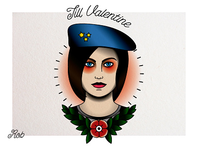Jill Valentine design evil illustration resident rose stars tattoo traditional