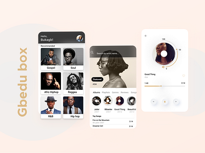 Gbedu box, music app app branding design flat icon illustration minimal ui ux web