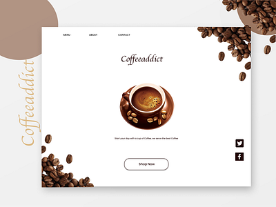Landing page for coffeeaddict web app art branding design flat illustration minimal ui ux web