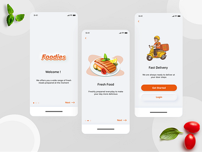 foodies app branding design illustration minimal ux web