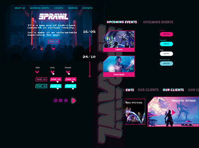 SPRAWL. Online music festivals landing design festivals landing landing page music neon tokyo ui kit