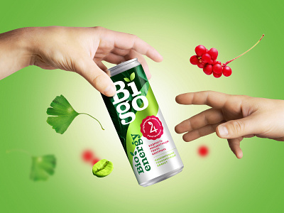 Bigo bio branding can drink eco energy logo organic packaging