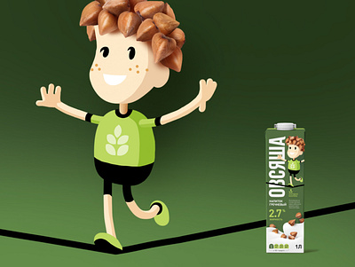 Buckwheat milk hero branding characters design food illustration logo packaging vector vegan