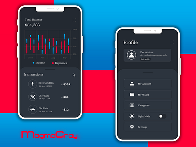 Money Management App | Part 1 | Dark abstract android app app design application beautiful clean concept dark dark theme design graphic graphics magmacray mobile money money app simplicity ui wallet