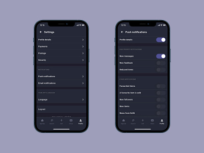 Settings app dark mode dark theme flat settings ui