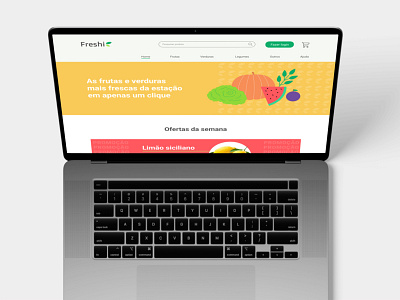 Freshi Hortifruti Homepage app design e commerce food fruits graphic design illustration interface ui