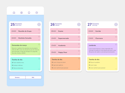 Organiza App - Planner screens