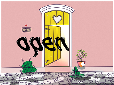 open the door dribbbleweeklywarmup illustration vector