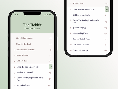 The Hobbit - Table of Contents books design shiftnudge ui