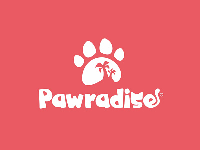 Pawradise brand branding design flat fun grooming icon illustration island logo logo design minimal paradise paws pet pets playful vector