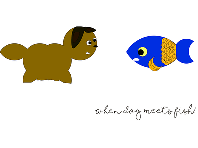 When Dog meets Fish! animation design illustration