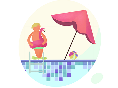 Pool time cartoon drawing illustration pool pool party poolside summer