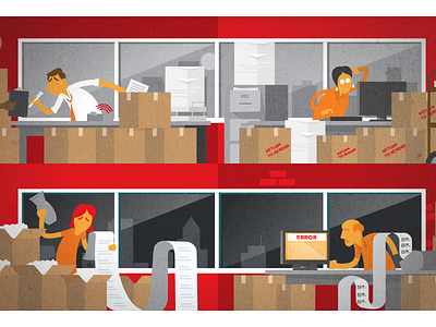 Busy Business owners animation characters explainer video fulfillment shipping technology