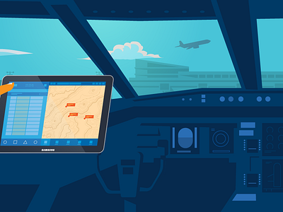 cockpit flat illustration pilot samsung vector