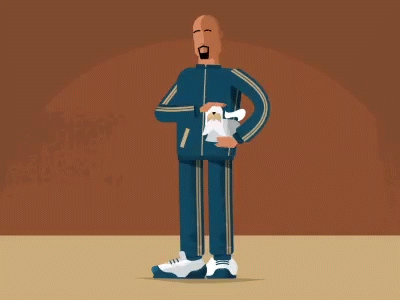 Sweat Suit Loop test animation bald guy character explainer pet