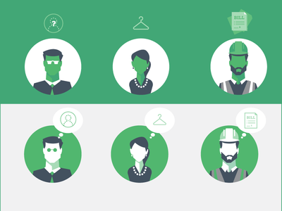 Kabbage character icons characters construction icons people retail