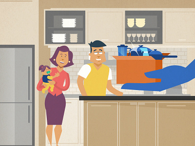 Replacing Kitchen characters explainer video illustration insurance