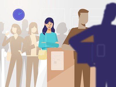 Standing in Queue animation characters explainer explainer video illustration retail technology