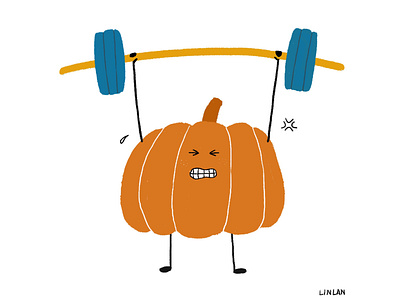 pumpkin illustration pumpkin weightlifting