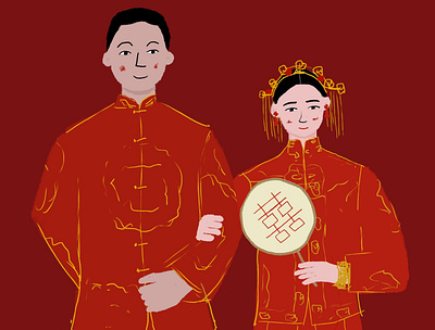MARRIAGE chinese culture digital drawing illustration marriage procreate