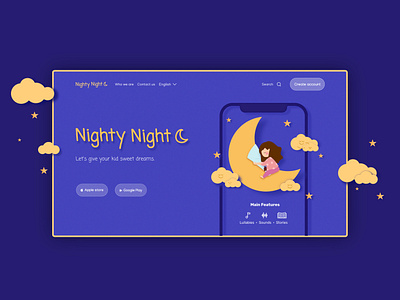 Daily UI 012 : Landing Page for Lullaby App for Kids