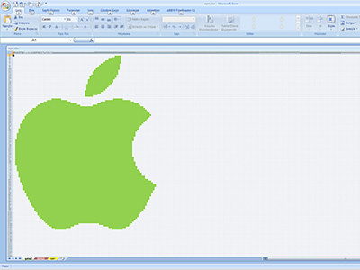 Excel Art 1 - Apple Logo Pixel apple art excel logo mac microsoft pixel workbook worksheet