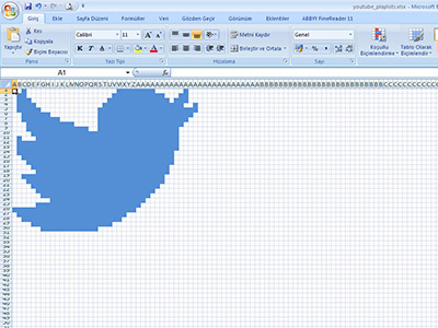 Excel Art 2 - Twitter Logo Pixel art cell excel formatting logo microsoft pixel tweet twitter workbook worksheet