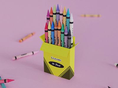 Box of Crayons 3d blender color crayons render