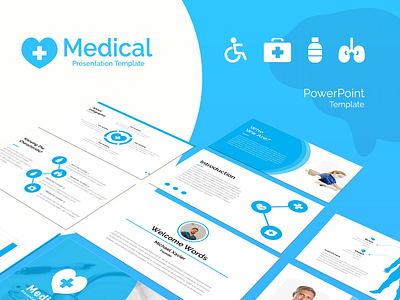 Medical Presentation | PowerPoint Template background blue brand business cover design health illustration infographic inspiration layout magazine medical design medicine powerpoint presentation template