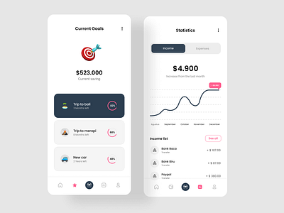 Another Screen Finance Management Apps - UI Design app clean design clean ui design financial financial apps interface mobile app mobile ui money transfer saving app savings ui ui design user experience user interface