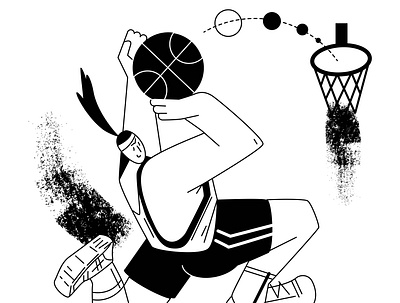 Throw basketball blackandwhite character design flat flat illustration icon illustration illustrator minimal sport vector