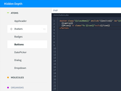 Pattern library sidebar