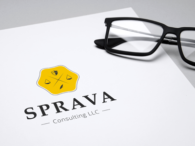 SPRAVA logotype lawyer logotype yellow