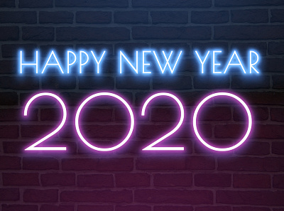 Happy New Year 2020 Neon Light design neon light photoshop