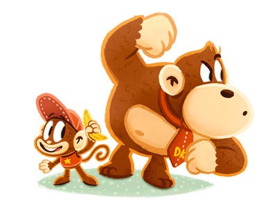 Donkey & Diddy Kong diddy kong donkey kong illustration nintendo