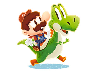 Super Mario & Yoshi illustration nintendo super mario yoshi