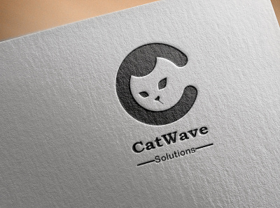 Cat Wave solution logo design illustration logo minimal