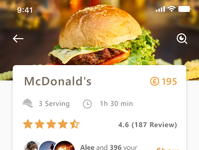 Foodie App burger fast food food mobile app design